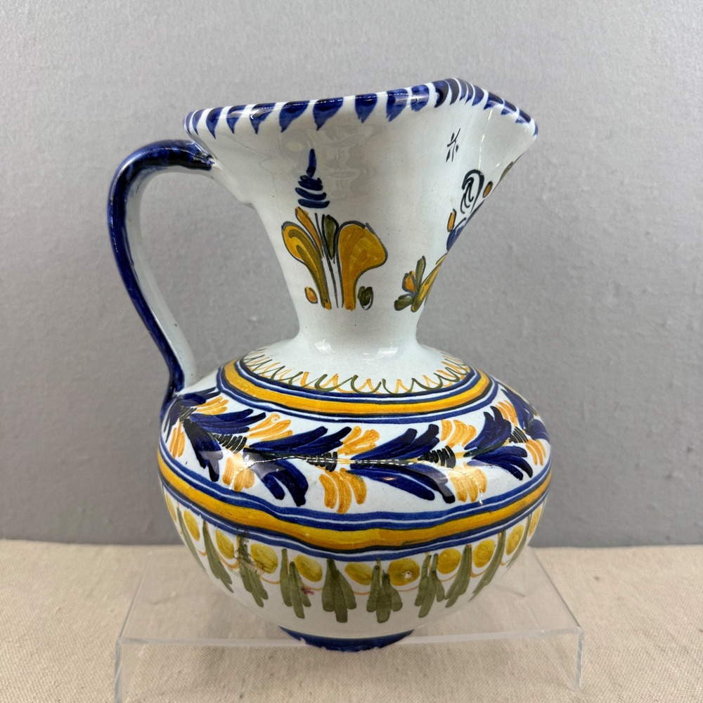 Vintage Spanish Majolica Art Pottery Pitcher Signed VE Monogram Espana - Picture 6 of 13
